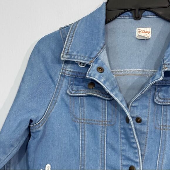 Disney | Girls Lt Wash Blue Denim Elsa Frozen Jean Jacket Snap Closure Size 10 - Picture 9 of 16